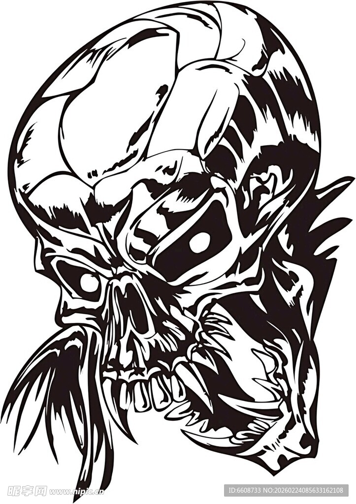 科幻风格机械骷髅头形象