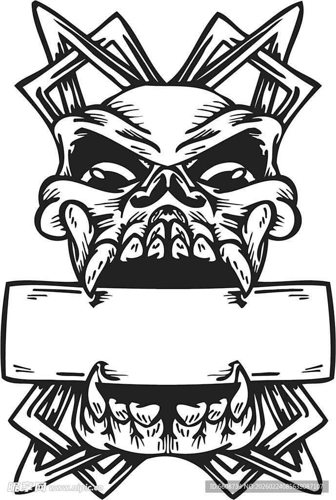 骷髅怪兽衔空白横幅