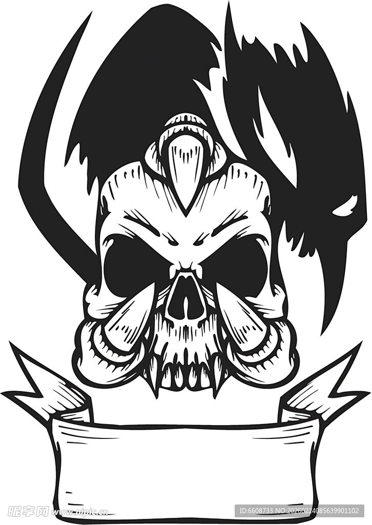 骷髅图案与横幅装饰