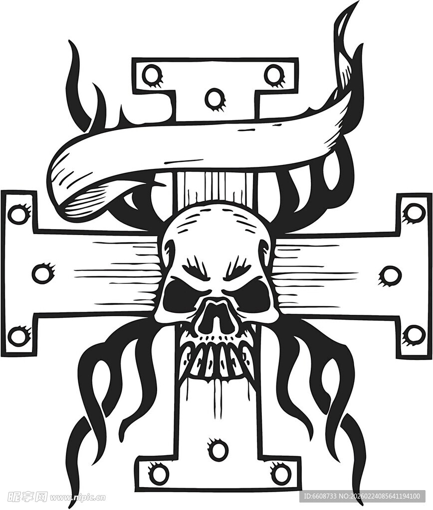 骷髅交叉图案设计元素