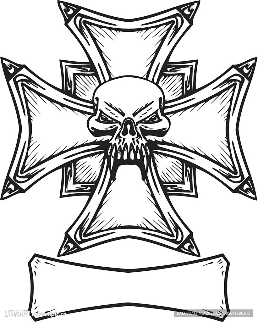 骷髅十字勋章图案设计