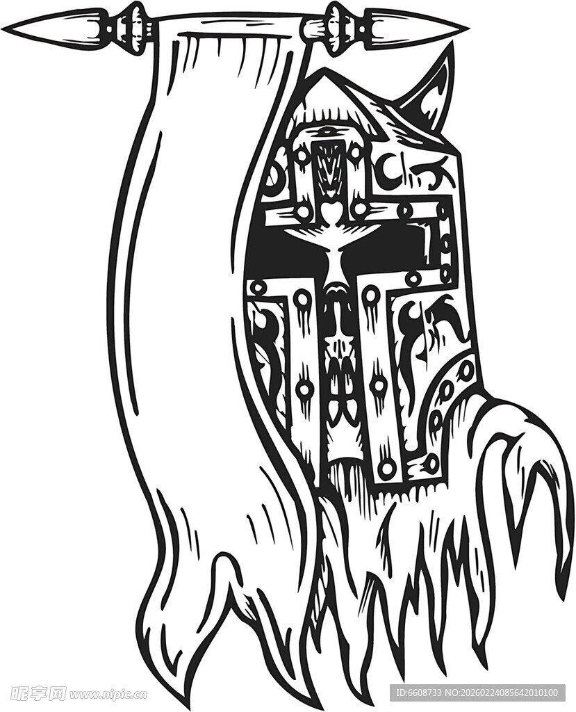 中世纪骑士头盔插画