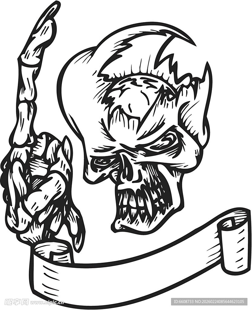 骷髅与手势图案设计