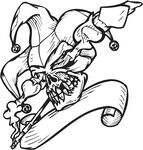 小丑头像与卷轴图案