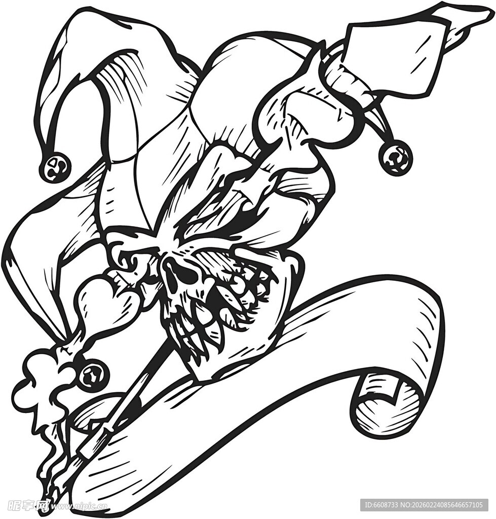 小丑头像与卷轴图案