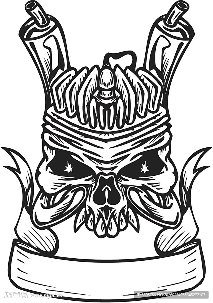 骷髅武士头盔插画