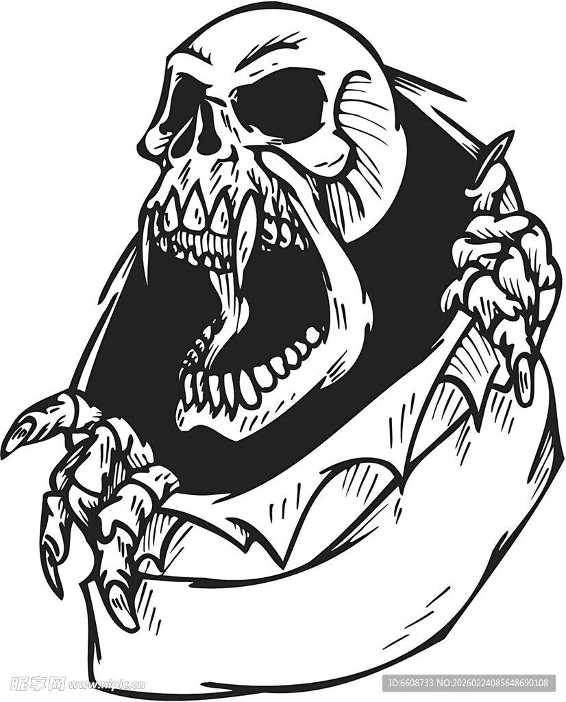 恐怖骷髅形象插画