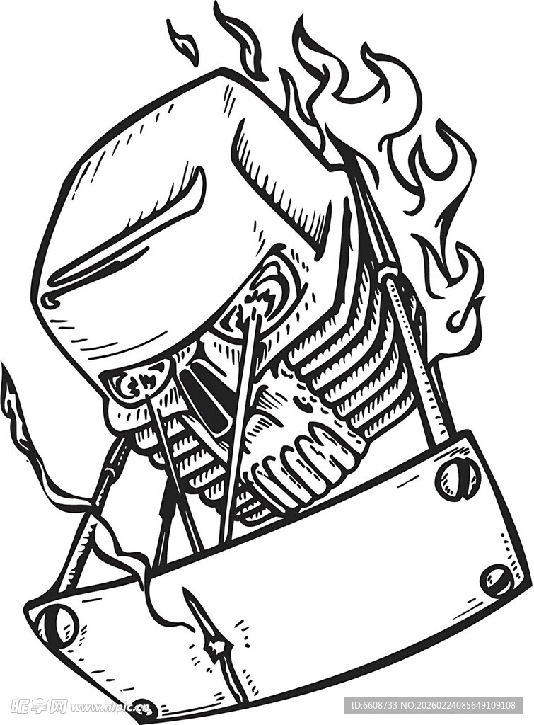 火焰骷髅摩托车引擎图案