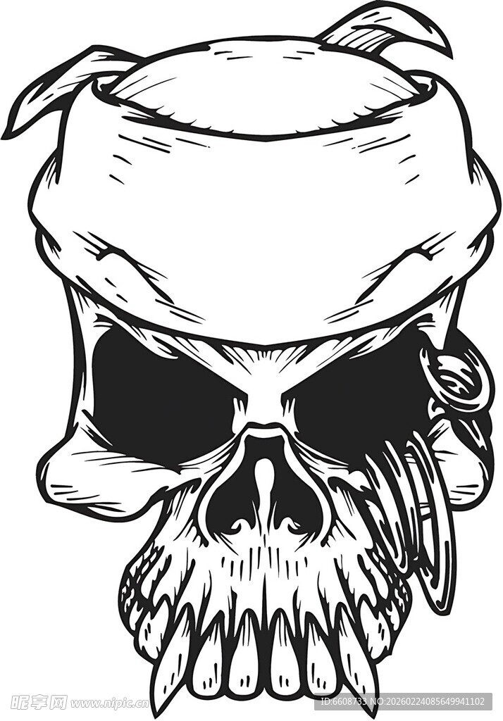 骷髅头插画独特恐怖风格