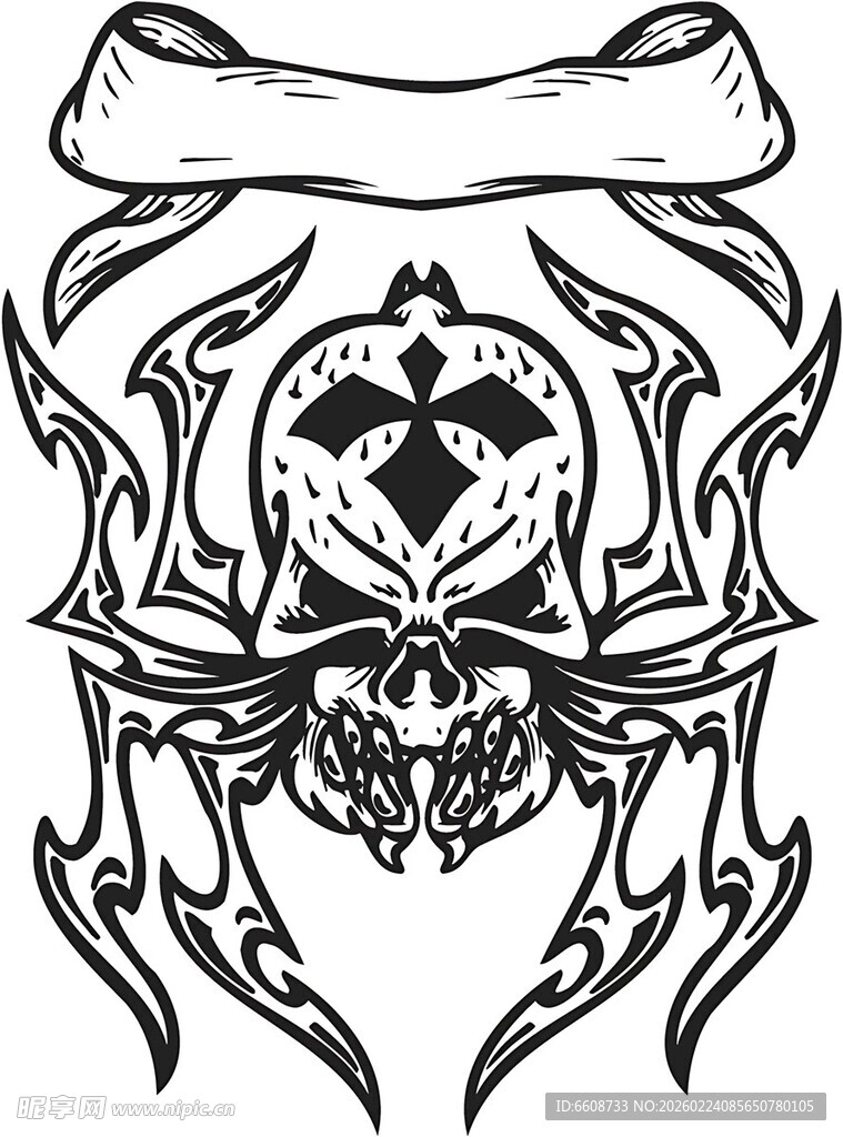 骷髅蜘蛛纹身图案设计