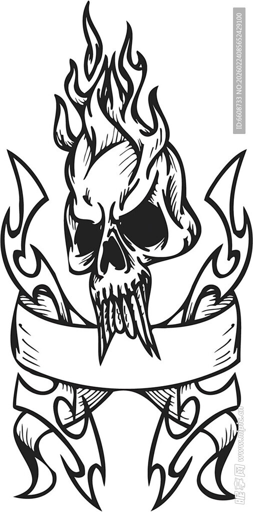 火焰骷髅纹身图案设计