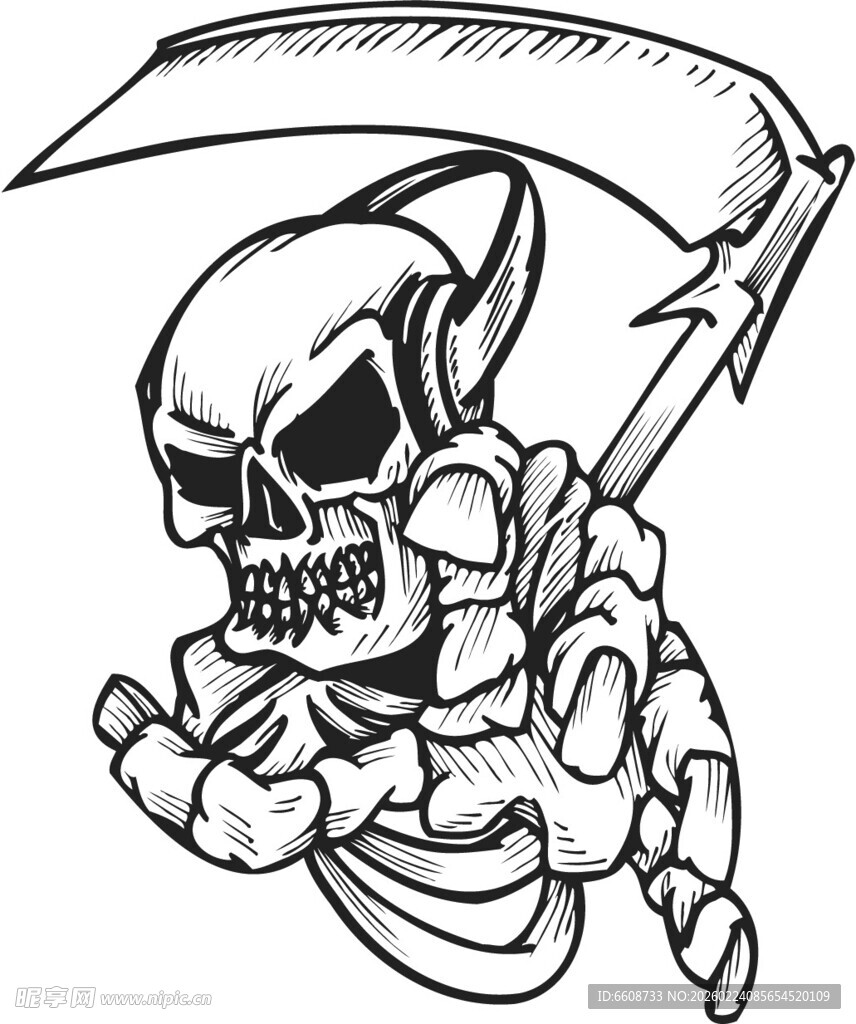 骷髅持镰刀图案