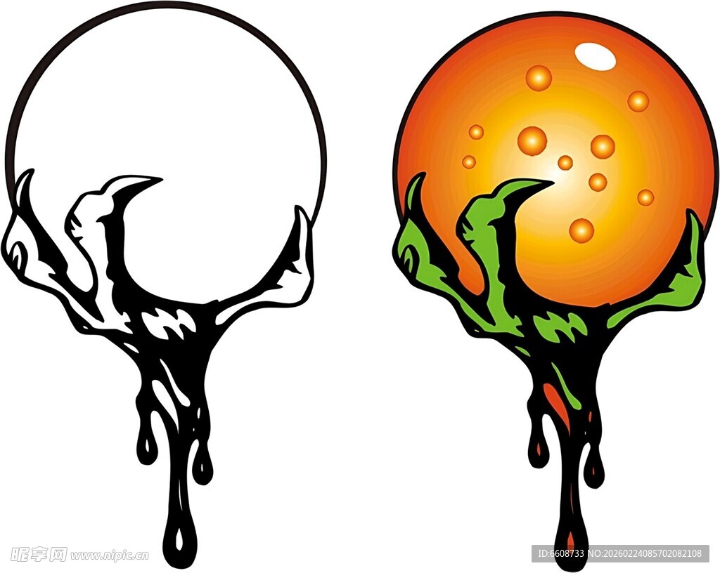 骷髅与橙色黏液图标设计