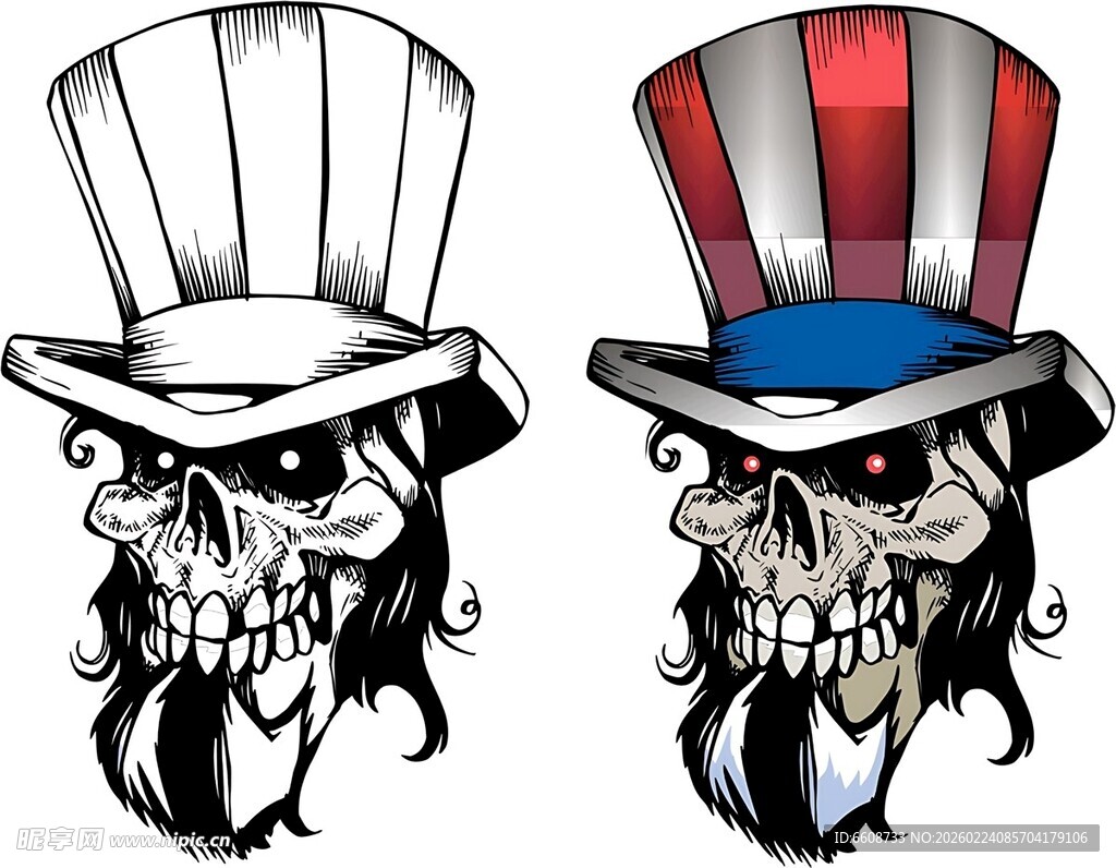 骷髅戴特色帽图案设计