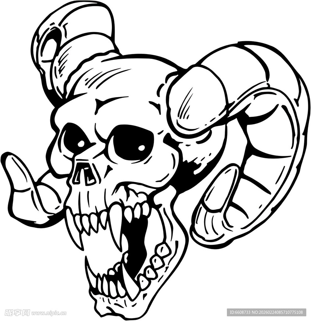 公羊骷髅头插画