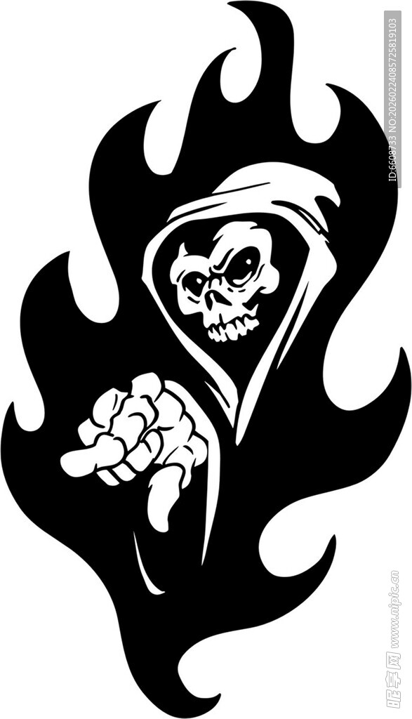火焰中的死神纹身图案