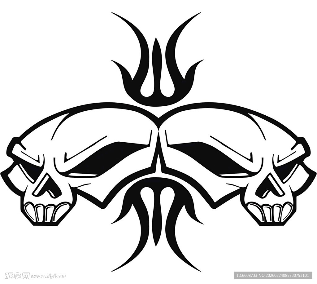 双骷髅图腾纹身图案