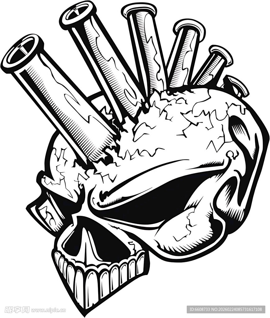 骷髅头插针朋克风图案