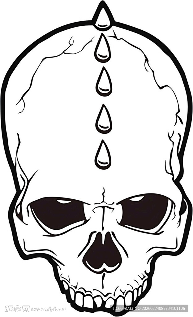 骷髅头与水滴纹身图案