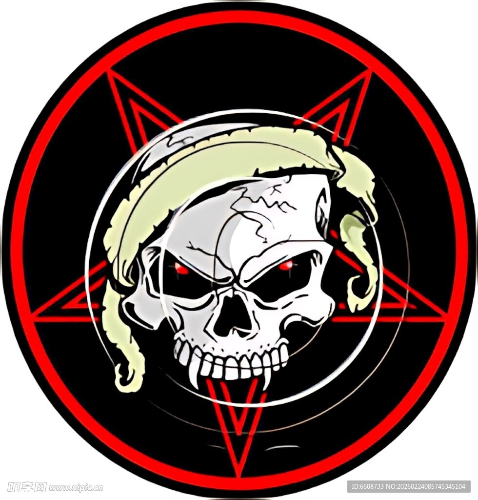 骷髅头五角星图案设计