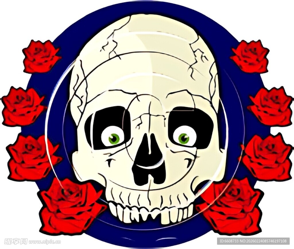 骷髅与玫瑰装饰图案