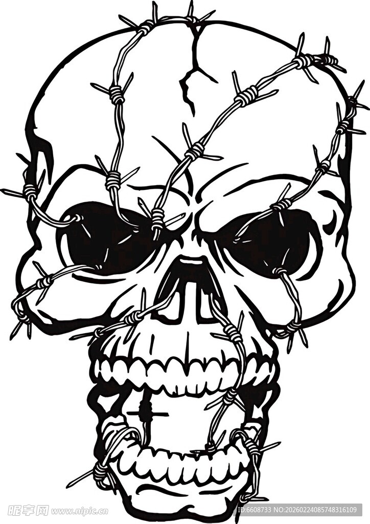 带刺骷髅头图案