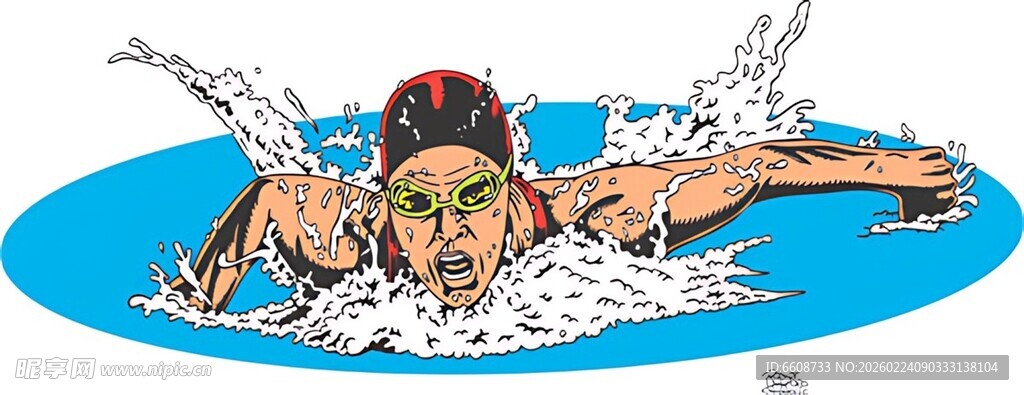 运动员泳池奋力游泳瞬间