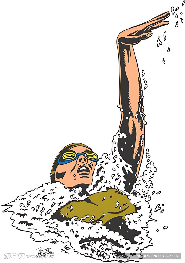 游泳运动员奋力划水瞬间