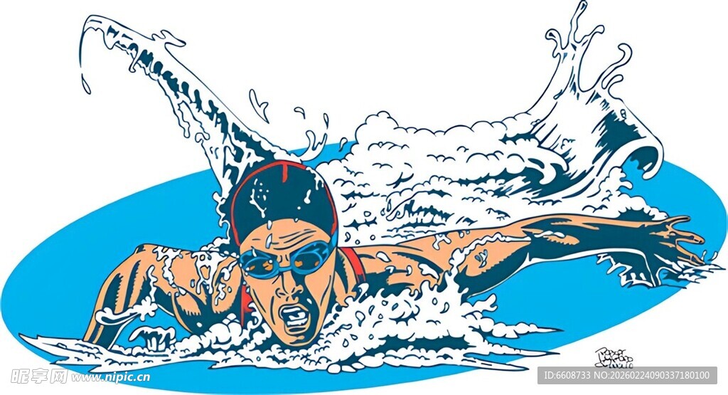 游泳运动员破水瞬间