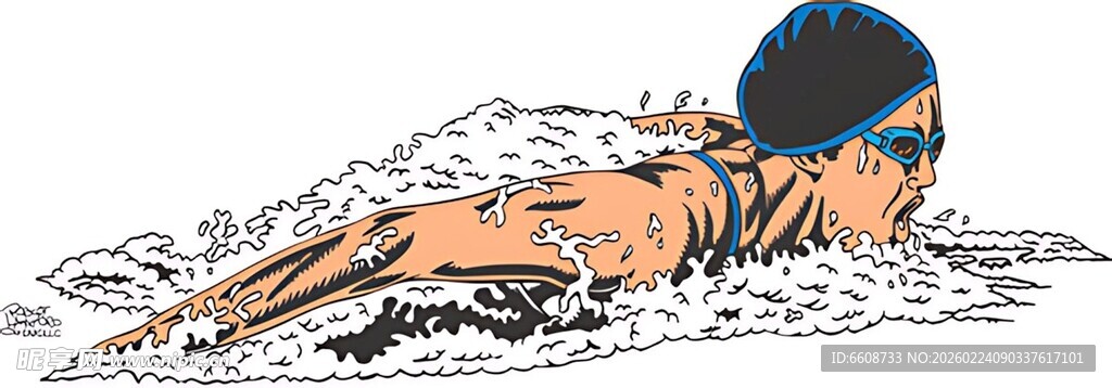 奋力游泳的运动员