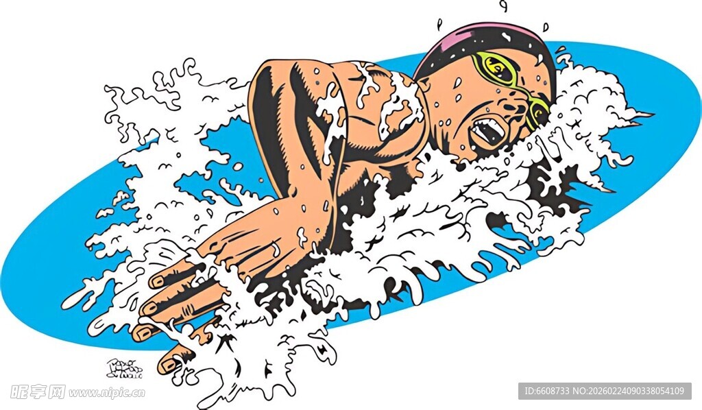 动漫人物施展水中技能