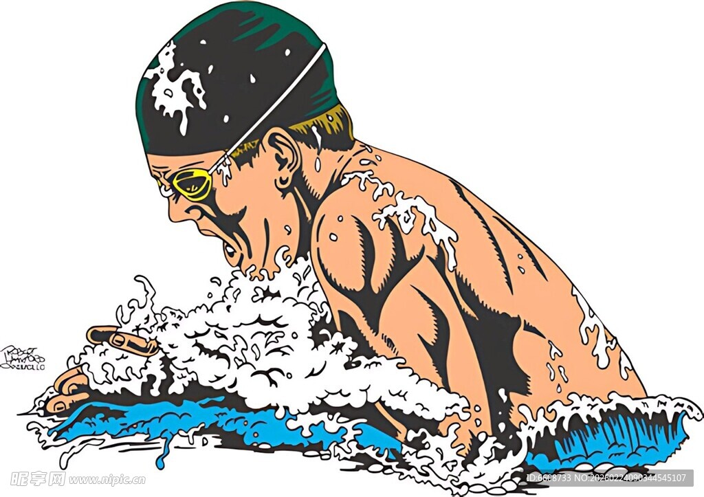 奋力游泳的运动员