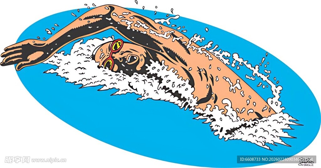 泳池中奋力游泳的运动员