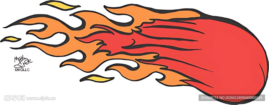 火焰图案的红色卡通形象