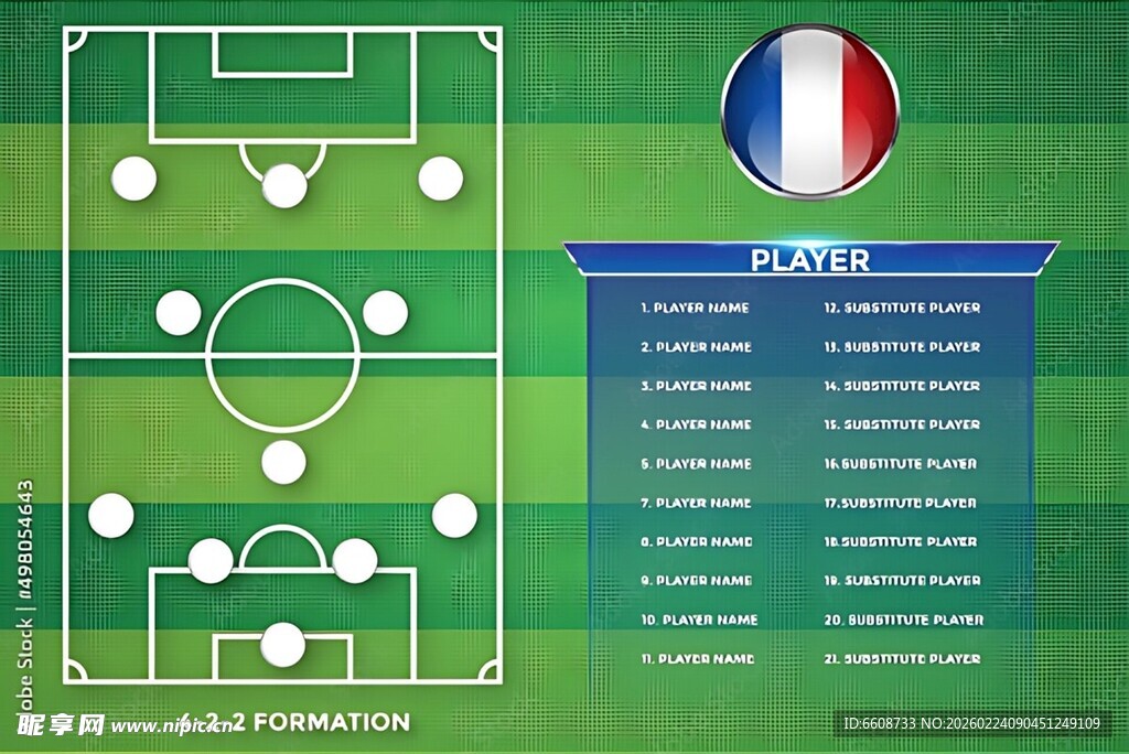 法国足球队阵容阵型展示