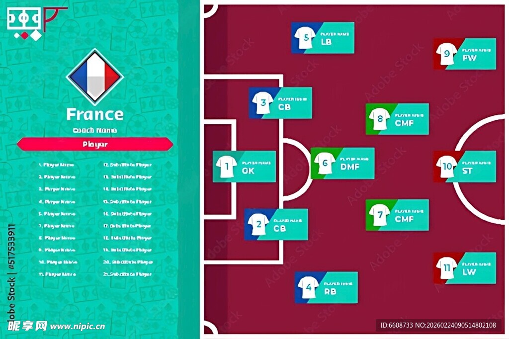足球比赛战术布置示意图