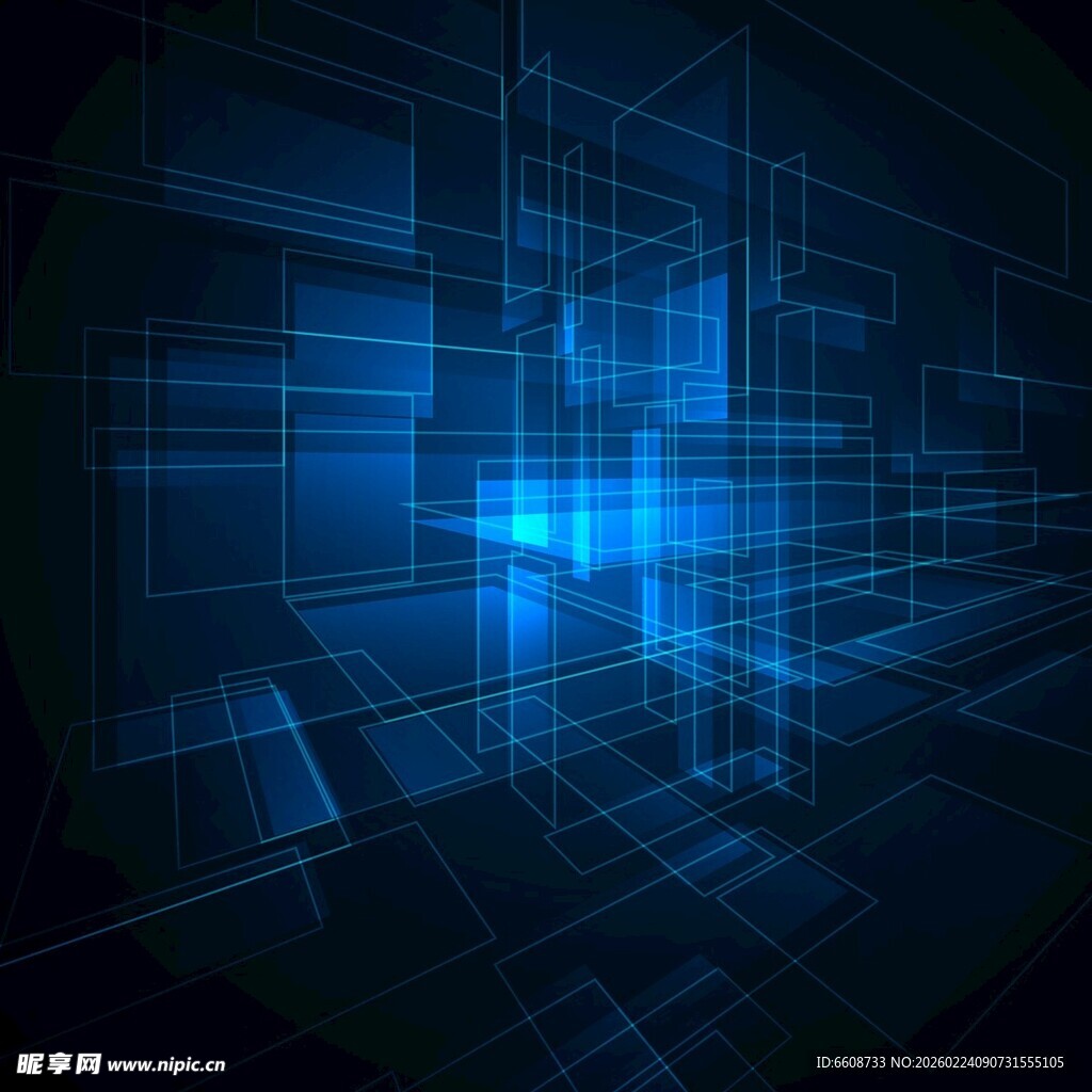科技感蓝色光线抽象背景图