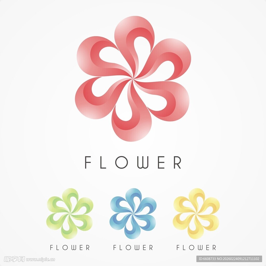 多彩花朵标志设计