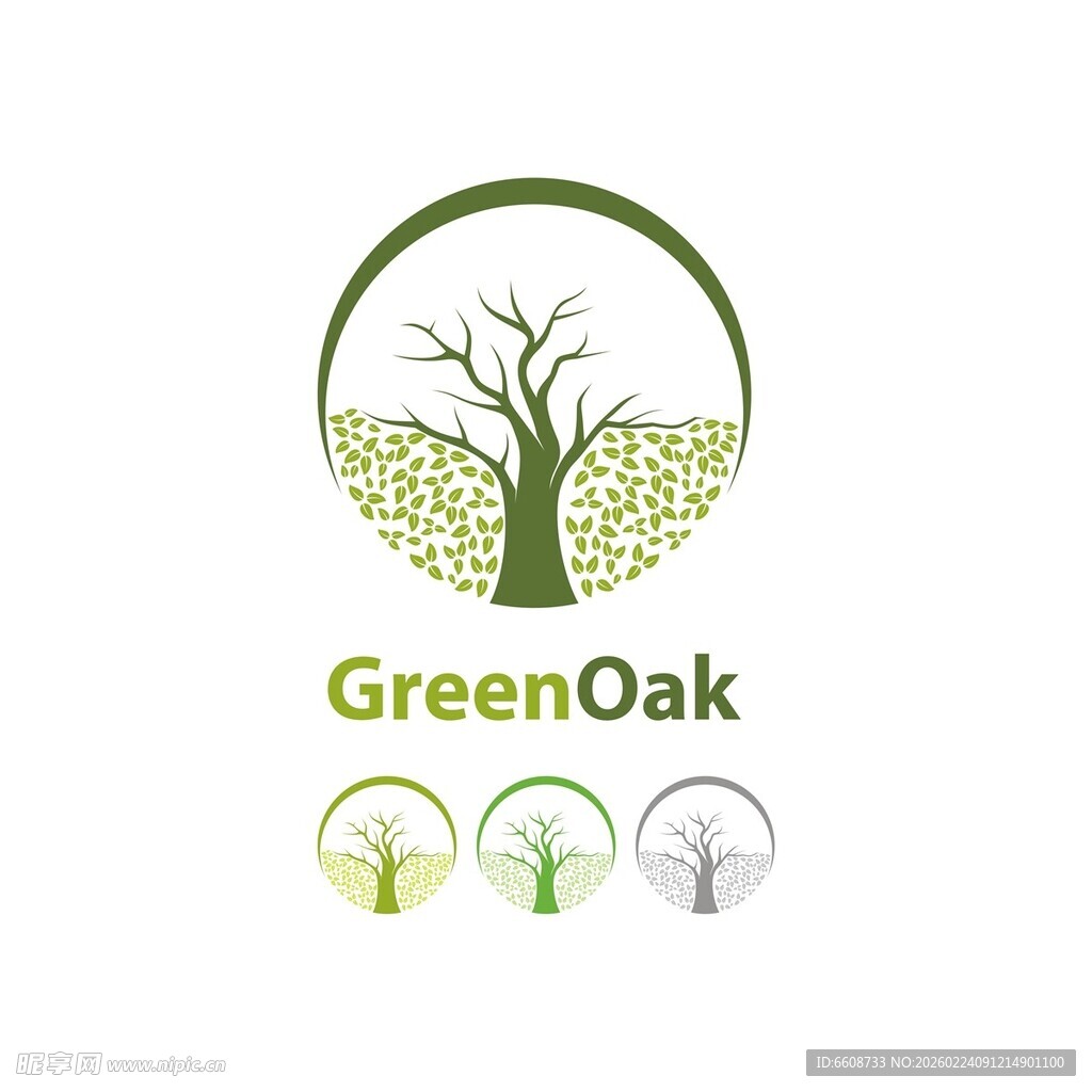GreenOak树形标志设计