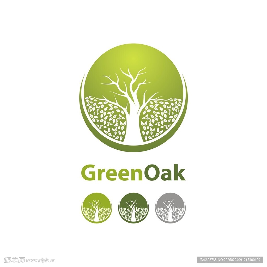 绿色橡树标志设计