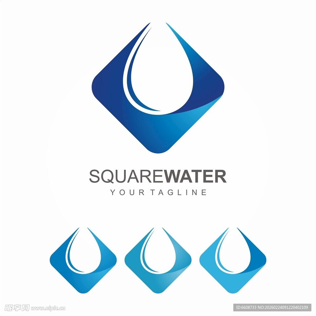 方形水滴标志设计