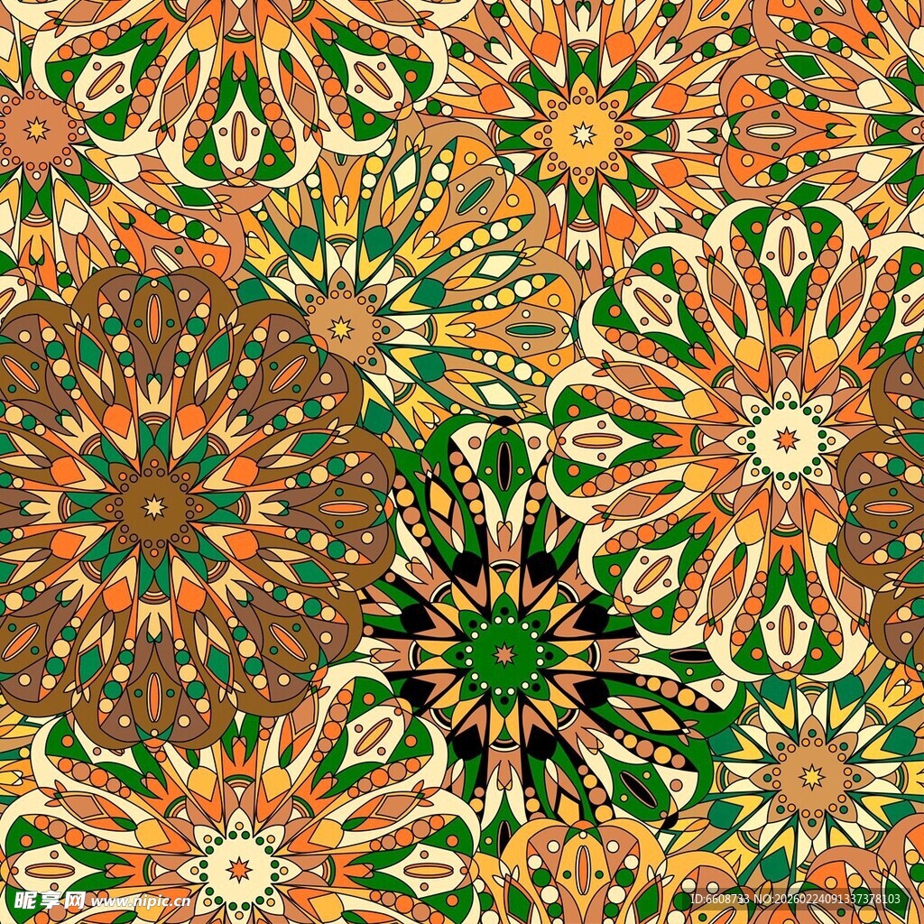 多彩曼陀罗花纹图案设计