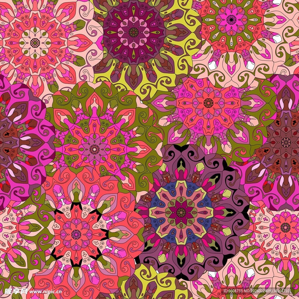 多彩绚丽花卉图案背景