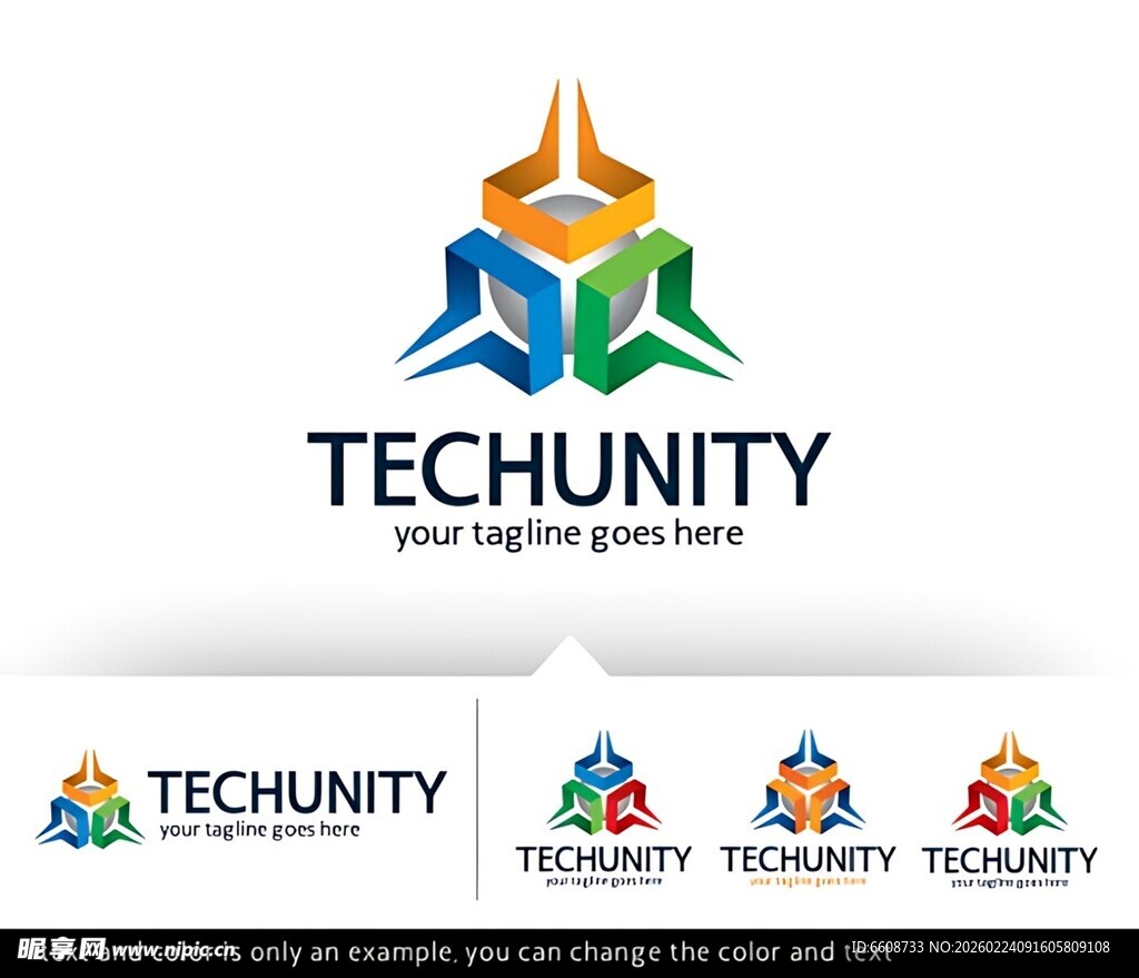 Techunity科技标志设计