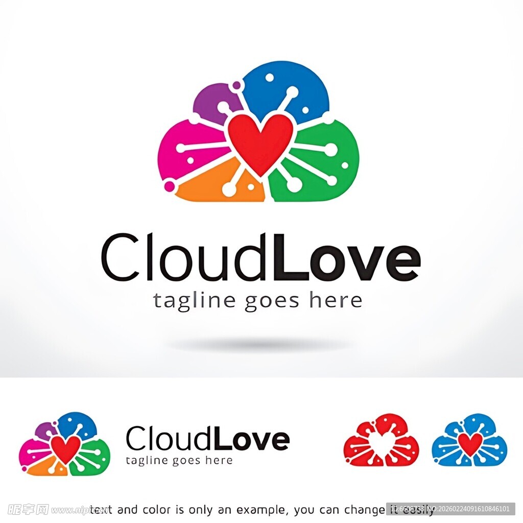 CloudLove多彩爱心标志