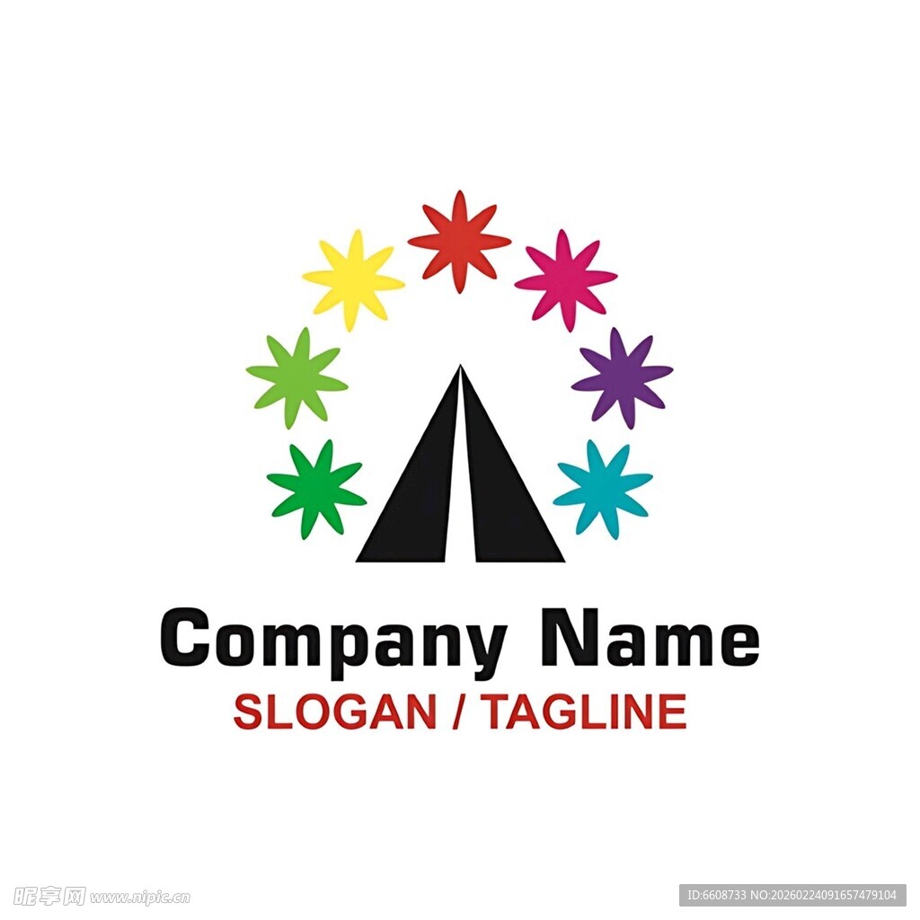 多彩星形环绕的公司标志