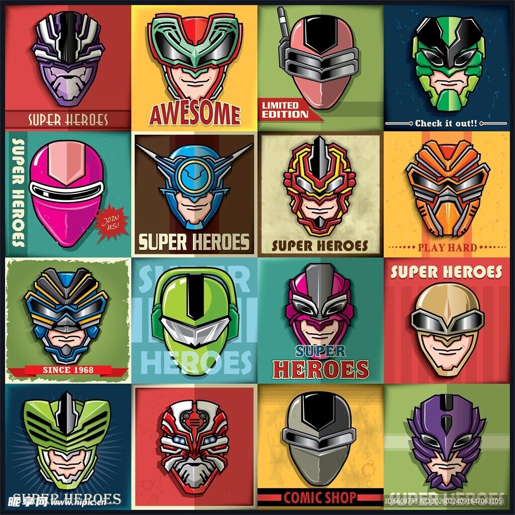 多彩超级英雄面具集合