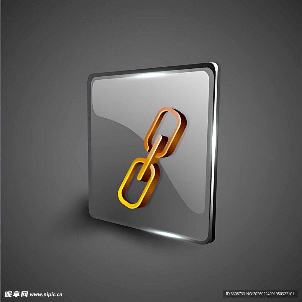 方形透明图标上的链条