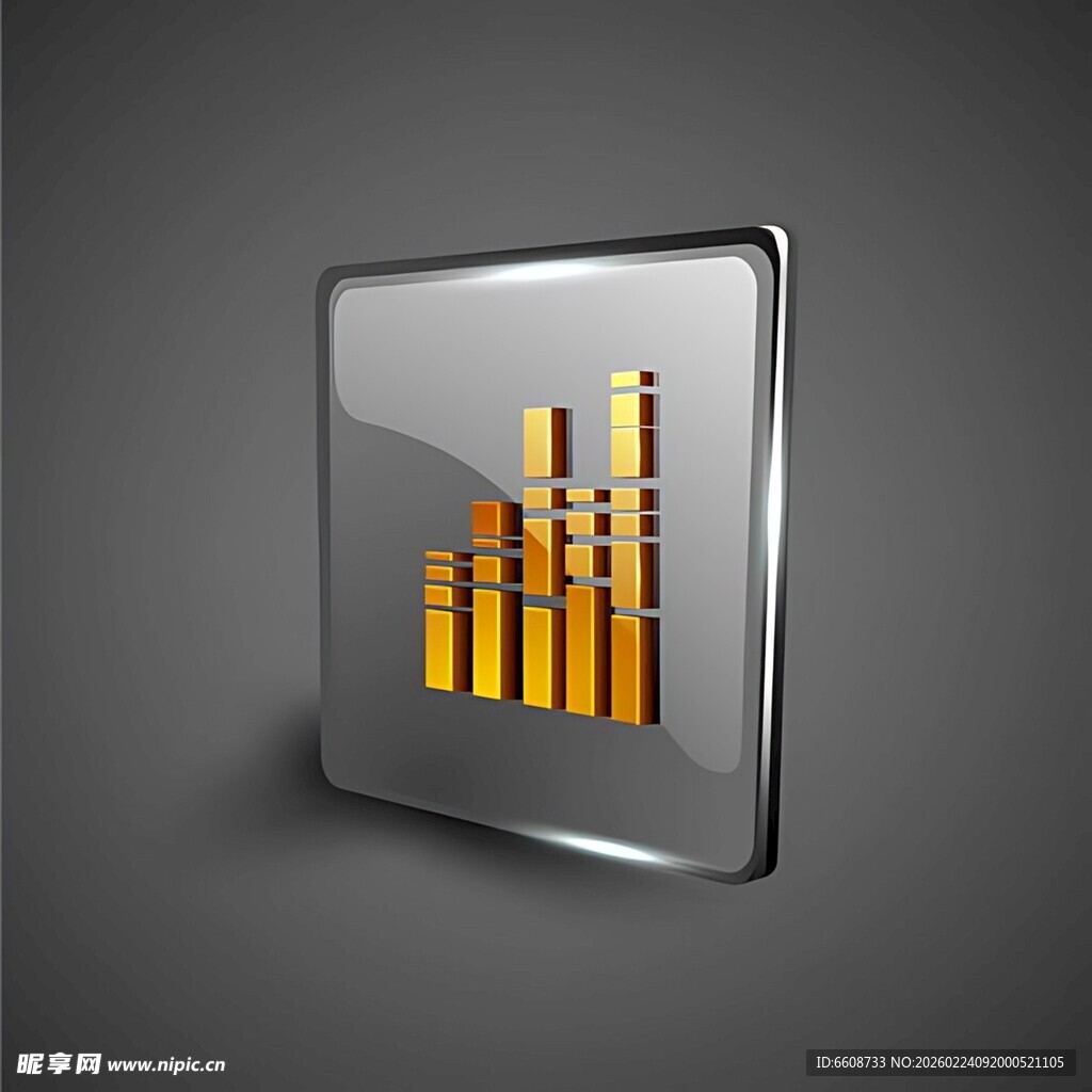 玻璃质感柱状图图标