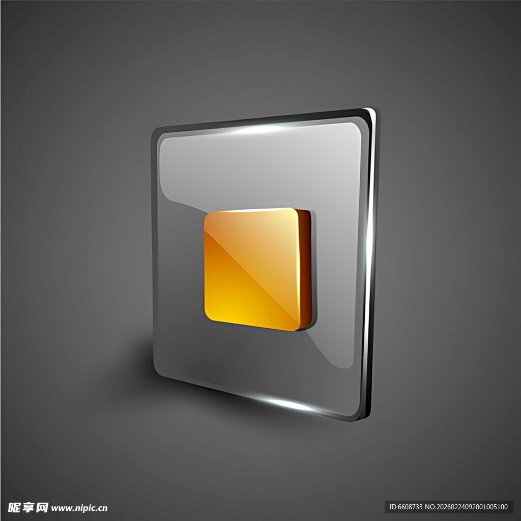 方形金属质感橙色图标